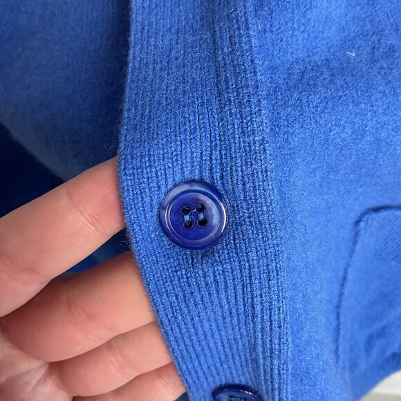 Johnstons of Elgin Mens Pure Lambswool Button up Vest Royal Blue Large - Picture 6 of 9